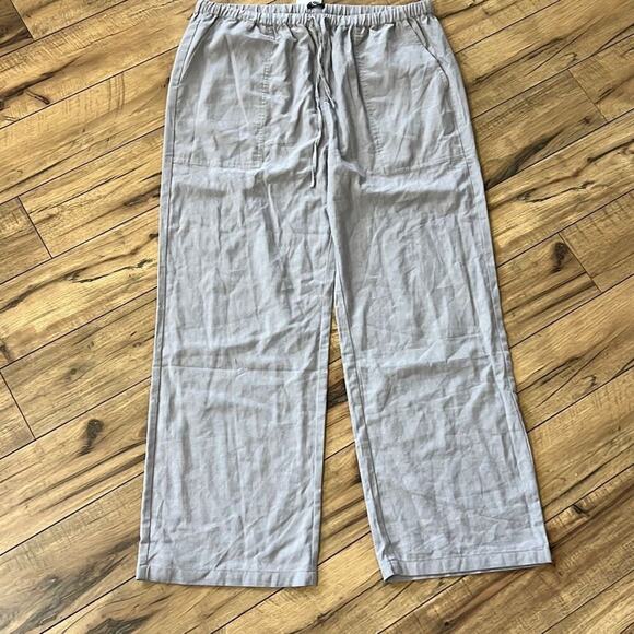 NWT Coofandy size XXL light gray cotton wide leg pants linen look - Picture 1 of 4